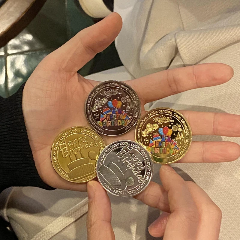 1PC Good Luck And Happiness Medal Collection Coin Lucky Happy Birthday Commemorative Coins Happy Birthday Gift