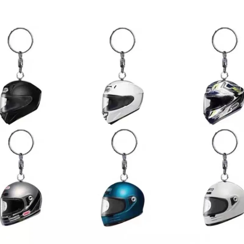 Motorcycle Helmet Keychain Gashapon Mini Simulation Motorcycle Helmet Pendant with Movable Lens Collected Gifts for Enthusiasts