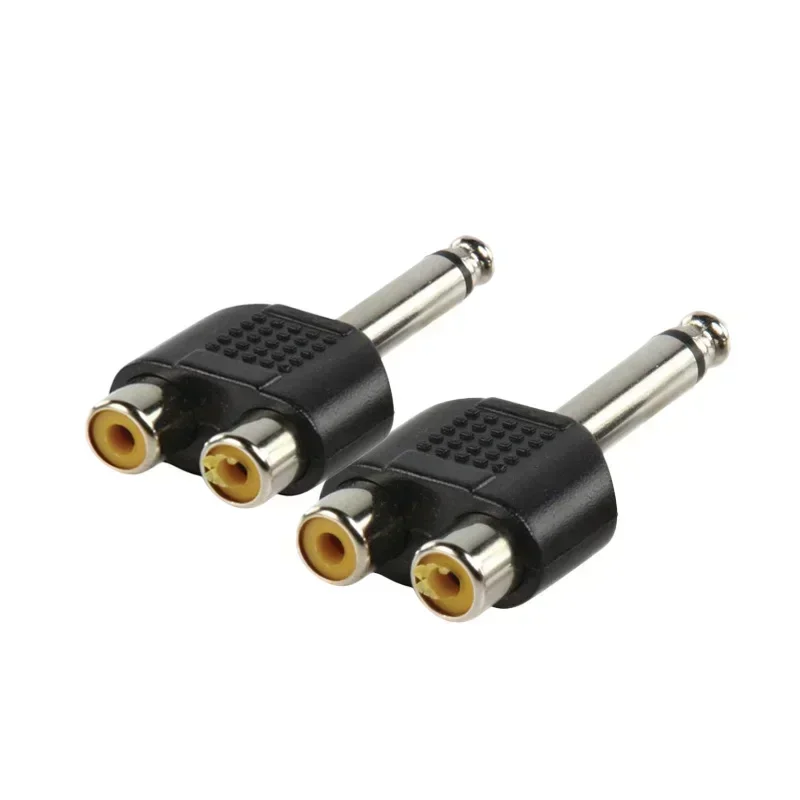 6.35mm Mono 1/4 Inch Male Plug To Dual RCA Female Y Splitter Connector Audio Adapter Converter For KTV Speaker Sound