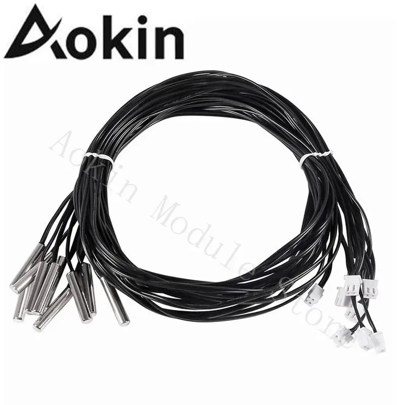 10Pcs 1M NTC 10K 3950 Ohm Waterproof Temperature Sensor Probe Stainless Digital Thermal Sensor Probe Cable