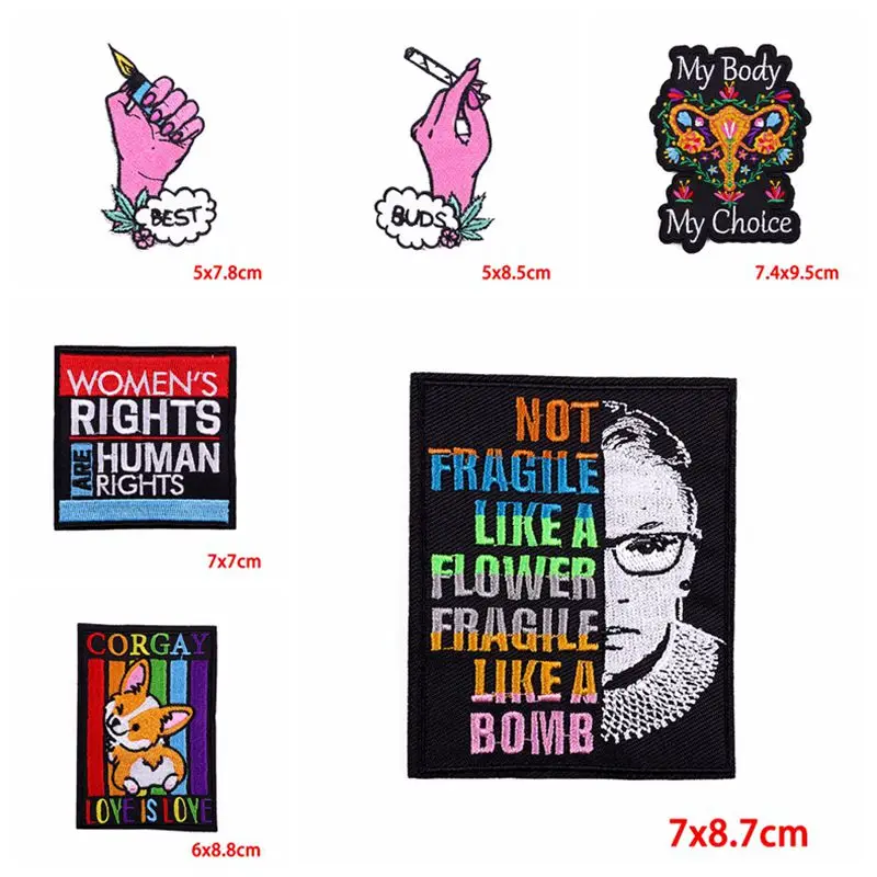 10PCS Feminism Patch Slogan Letter Iron On Embroidered Patches For Clothing Thermoadhesive Patches On Clothes Girl Power Sticker