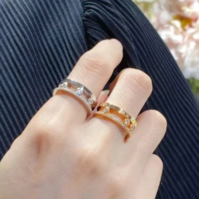 

MXK Fashion French Jewelry S925 Silver Classic MOVE Slide Ring Exquisite Women's High-end Luxury Accessories Party Holiday Gift