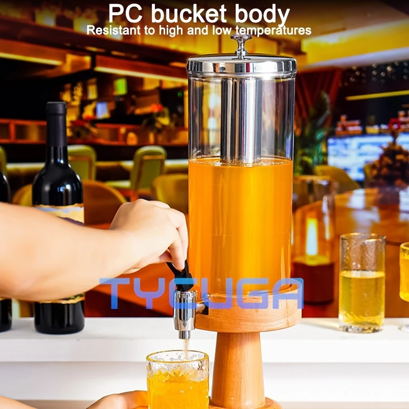 3л/6л/9л прозрачный диспенсер для сока из нержавеющей стали с деревянной подставкой, диспенсер для холодных напитков для вечеринок, ресторанов, отелей