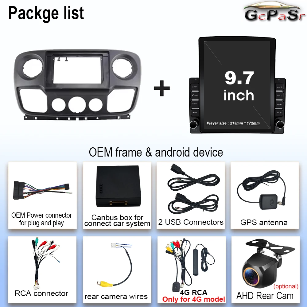 9,7 pulgadas para Renault Master Nissan NV400 Opel Movano 2010 2021 DVD de coche Android Auto Multimedia Radio estéreo pantalla navegación BT