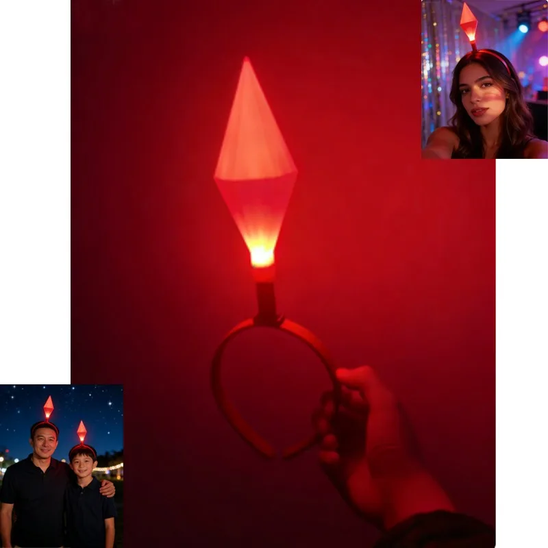 

2PCS RGB Flashing Bulb Headband - Light Effects for Music Festivals, Night Running - Bright Light Up Headwear for Adults Teens