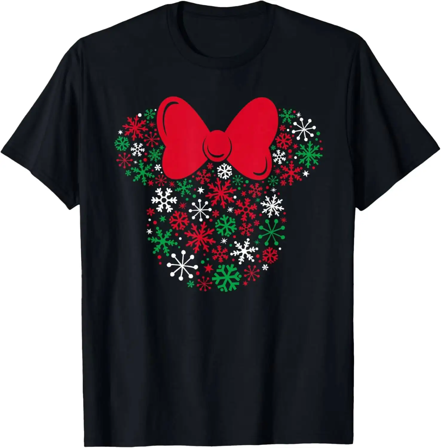 Minnie Mouse Icon Holiday Snowflakes Summer Short-Sleeved Breathable Sweat-Wicking Versatile Fashion T-Shirt For 100% Cotton