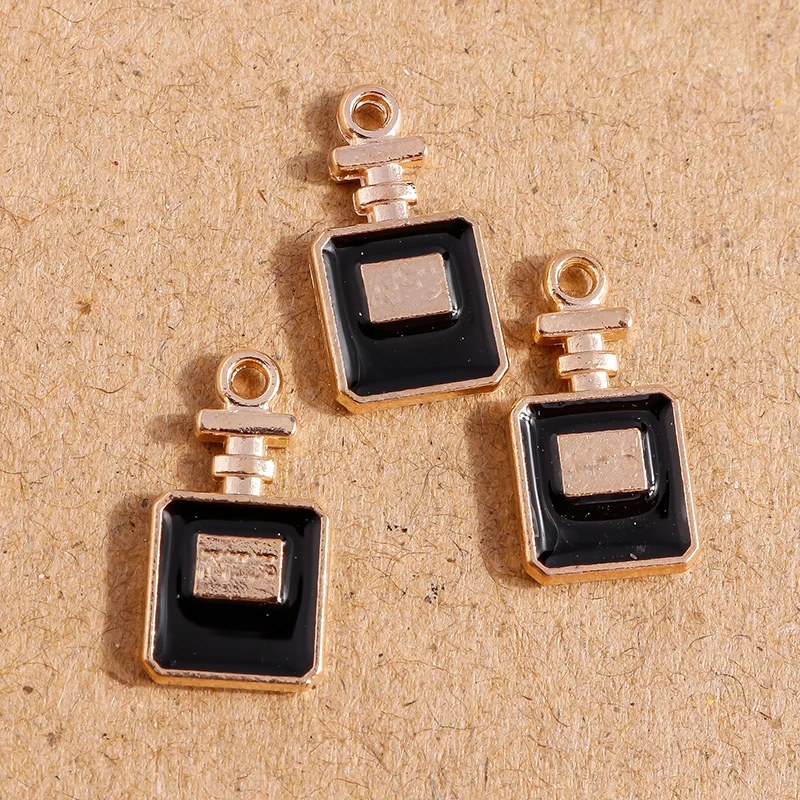 10pcs 9*16mm Alloy Enamel Perfume Bottle Charms Pendants for Cute Necklaces Drop Earrings Keychain DIY Jewelry Making Findings