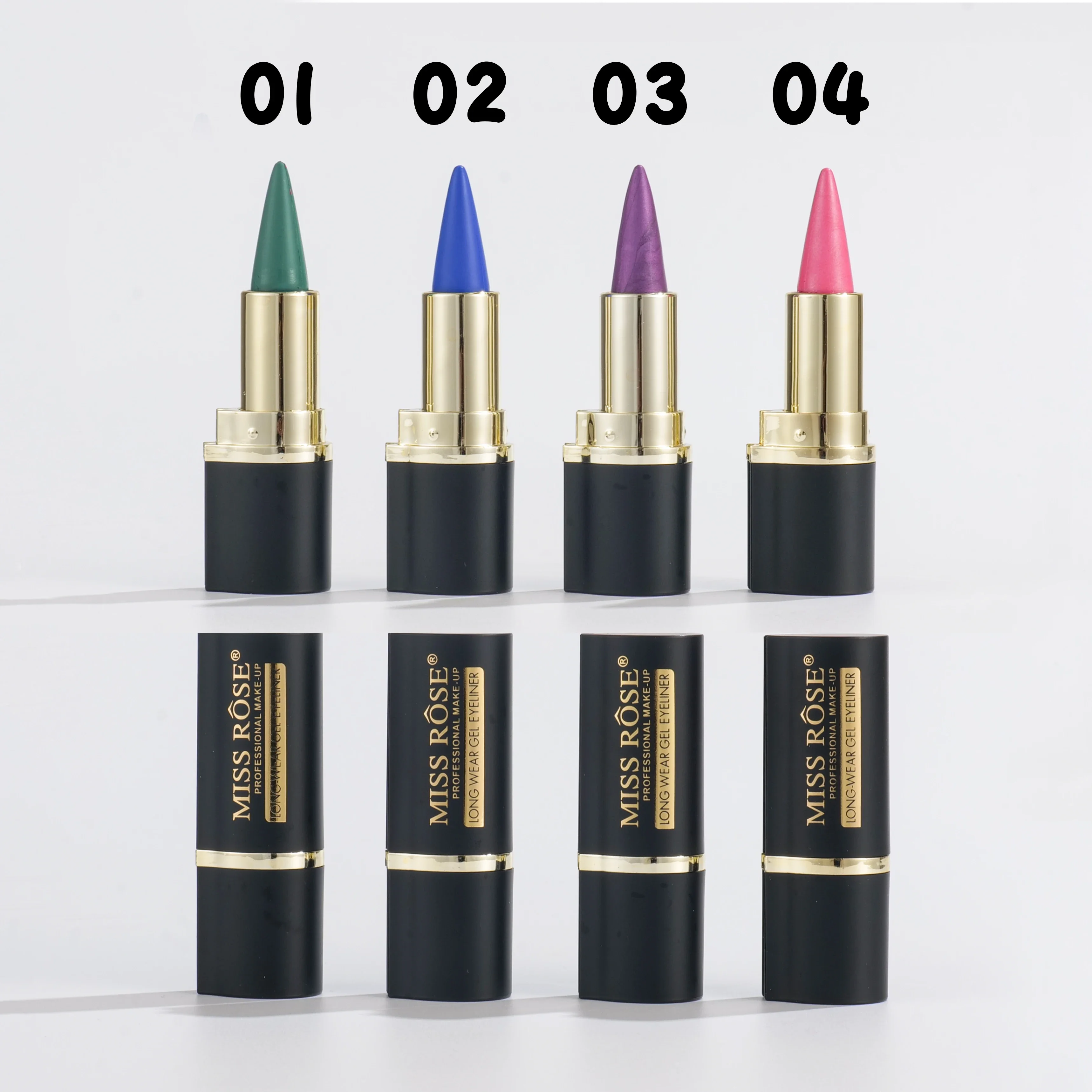 Miss Rose Matte Eyeliner Eyeshadow Lip Liner Set - 4 Shades Long-Lasting Smooth Glide for Halloween Party Makeup