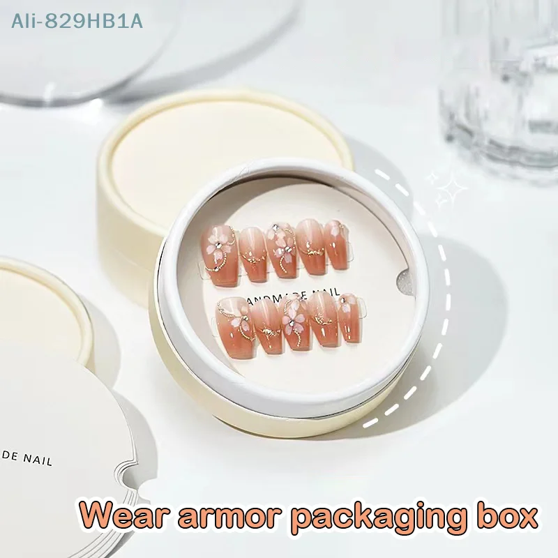 Fake Nails Storage Box Manicure Display Tool Wearable Nail Art Dustproof Transparent Round Carton Portable Holder Case Salon