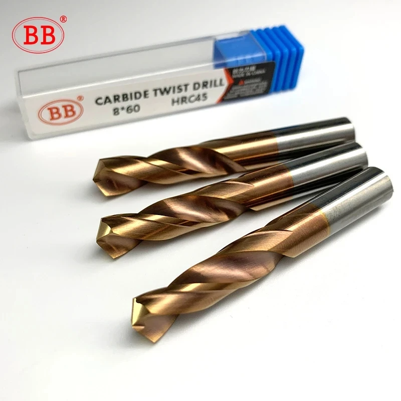 BB Solid Carbide Twist Drill, Haste Paralela, Geral Stub CNC Drilling Metal Steel Iron Hole, 0.5mm ~ 17mm