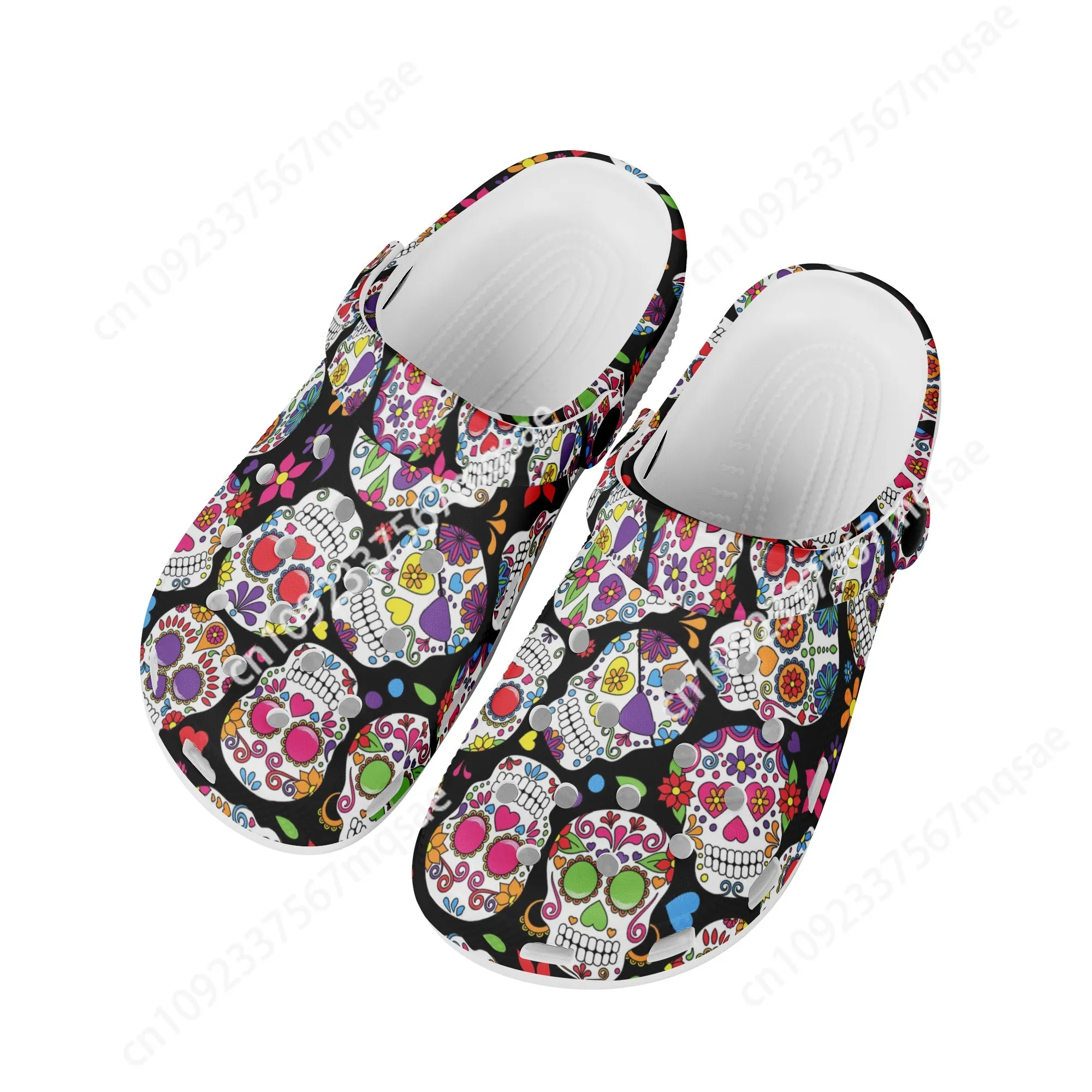 

Sugar Skull Brand Designer Ladies Sandals Breathable Lightweight Indoor Outdoor Girls Garden Flats Shoes Horror Halloween Gift