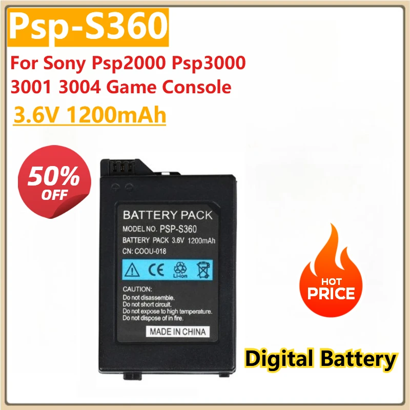 

Replacement Digital Battery Psp-S360 3.6V 1200mAh for Sony Psp2000 Psp3000 3001 3004 Game Console Rechargeable Lithium