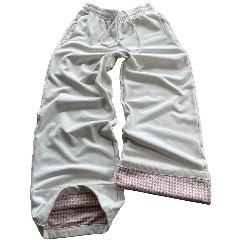 INS Plaid Vintage Rock Loose Women Casual Sports Pants 2000s Europe America Autumn Winter Fashion Punk Hip Hop Straight Trousers