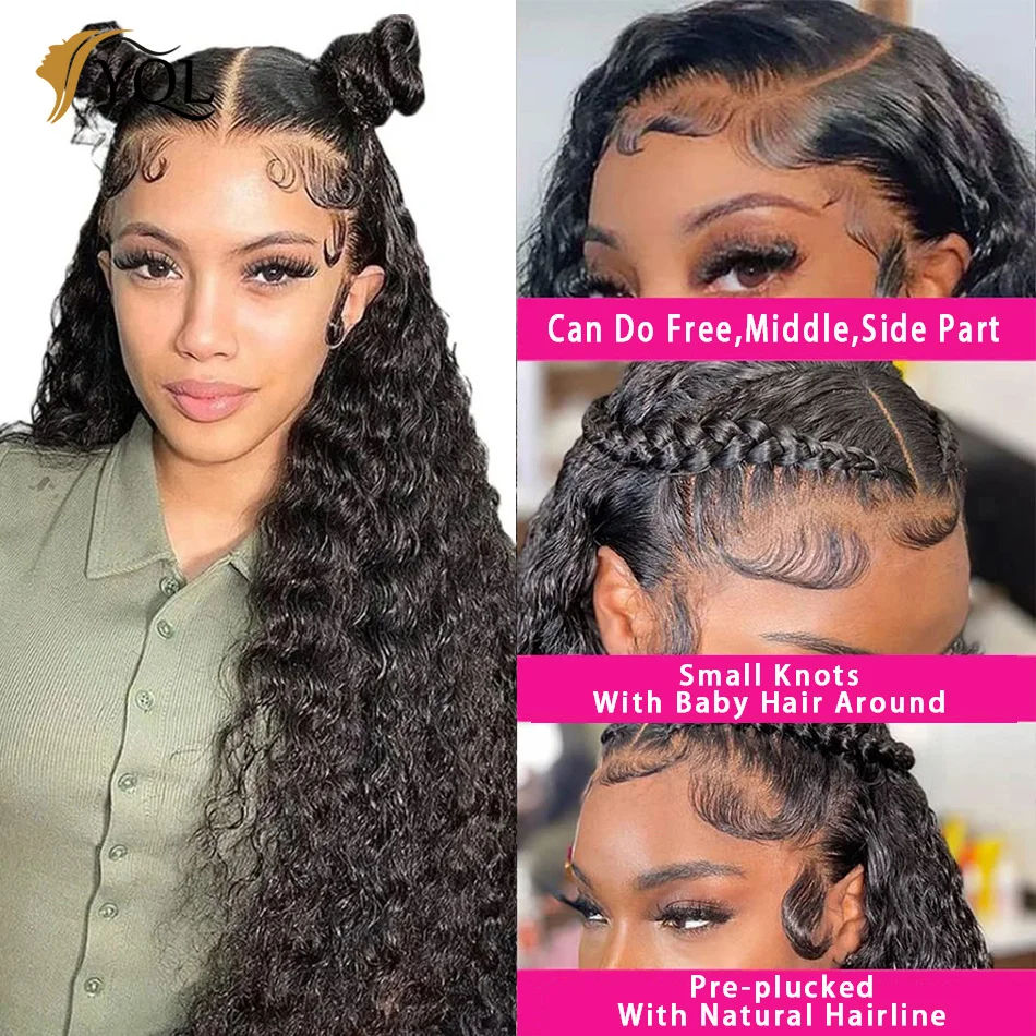 Wholesale 13x4 Water Wave Transparent Lace Frontal Wig Brazilian Pre Plucked Lace Front Human Hair Wigs For Women