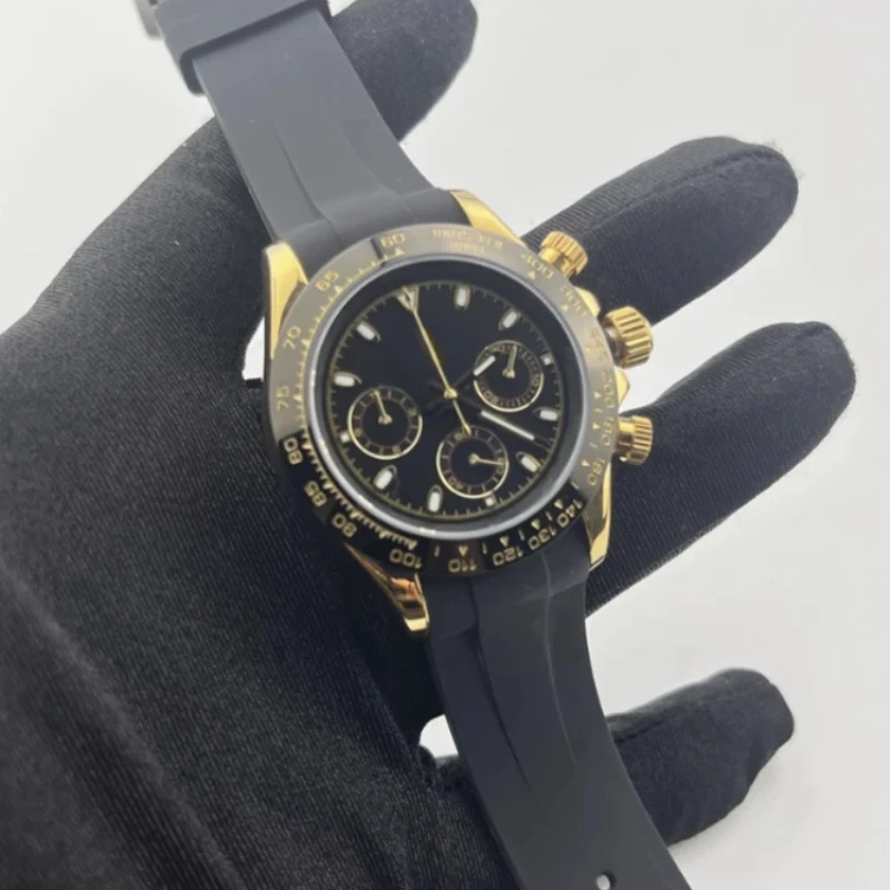 VK63 นาฬิกามัลติฟังก์ชั่น Chronometer PANDA Di สีเขียวทอง Di Bing Blue Di QUARTZ Chronometer นาฬิกาขนาด 40 มม.สีเขียวส่องสว่าง DIY