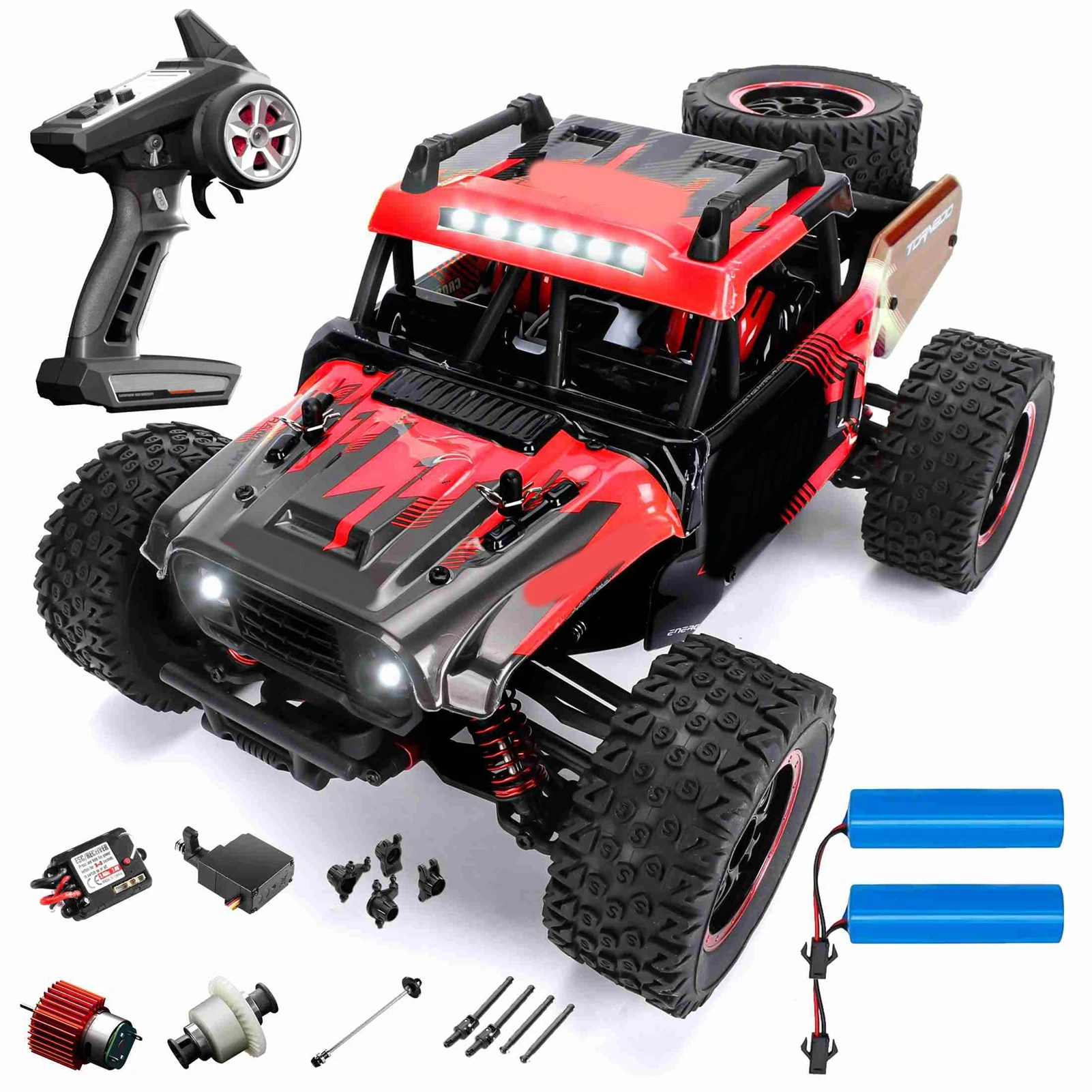 

YL-RC15 1:14 Red RC Off Road Car 4 Wheel Drive Remote Control Off Road RC Car Vehicle for Children Dual Battery Version