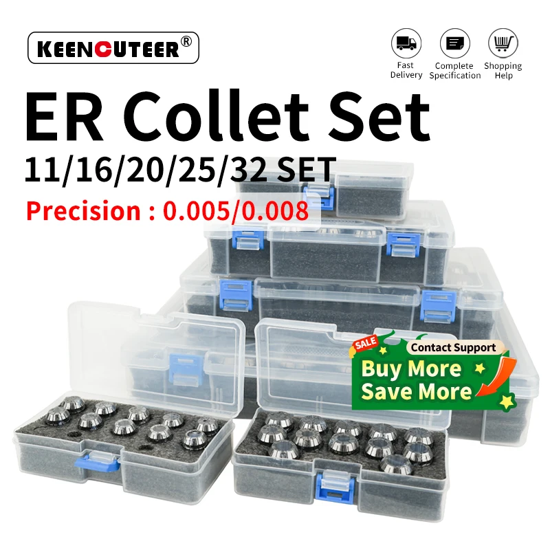 ER20 collet set 0.008 High Precision Spring ER Collet Set ER11 ER16 ER25 Optional 0.005 Tolerance for CNC Milling Tapping