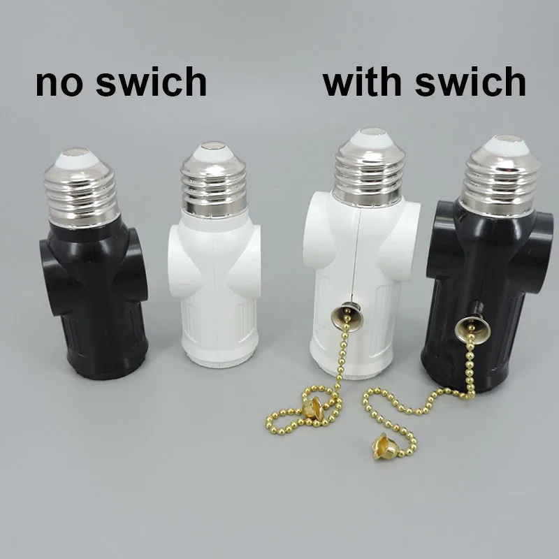 for US America power plug AC to E27 E26 to Light Bulb Adapter Lamp Holder Base Socket Pull Chain Switch Conversion White Black p