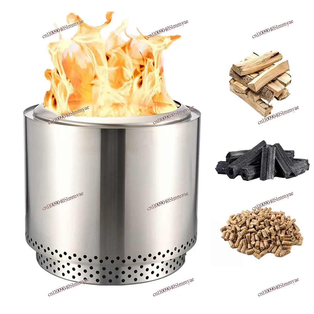 Stainless Steel Camping Stove Portable Windproof Heating & BBQ Furnace for Outdoor Yard