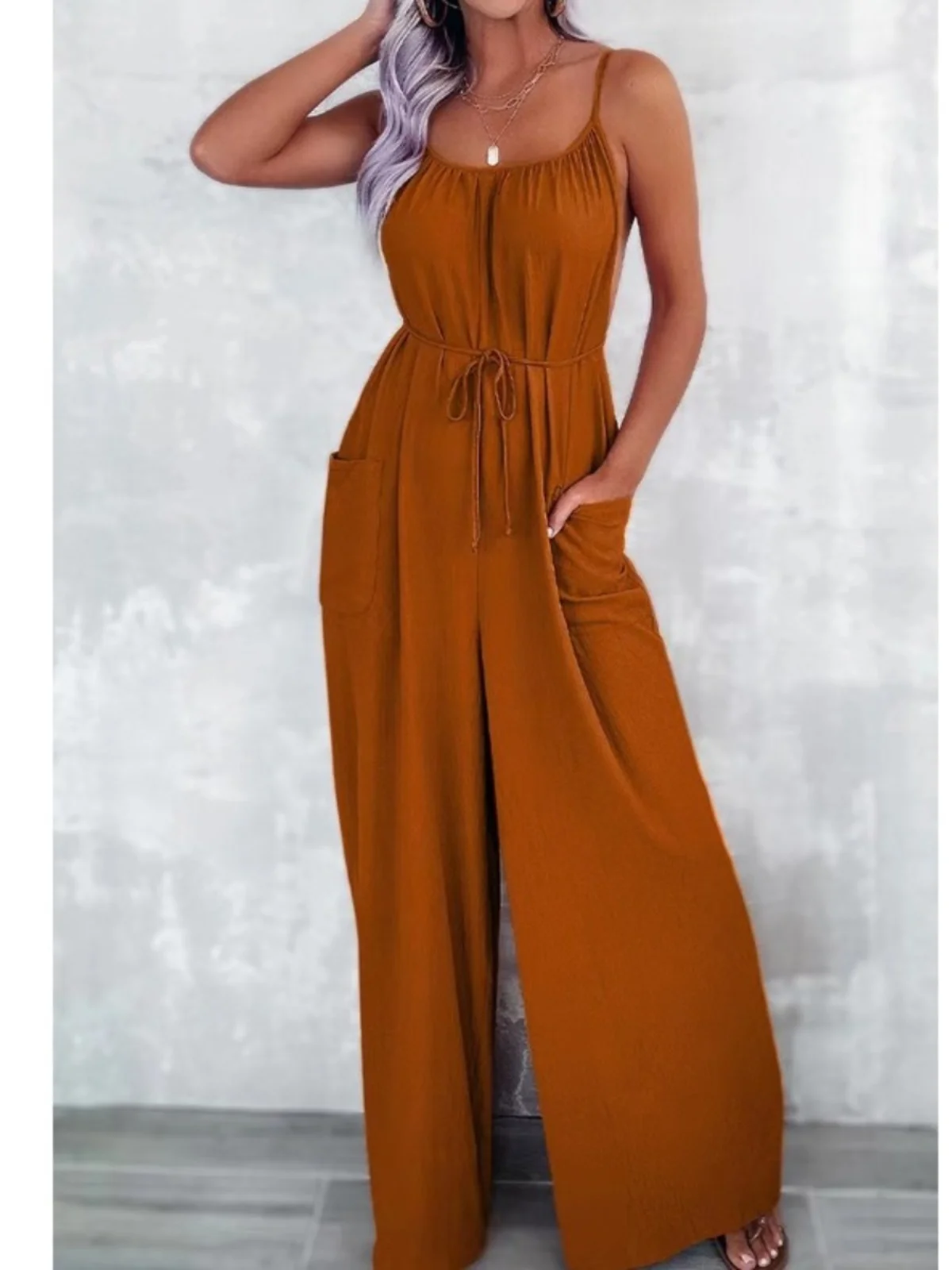 

Street Sle High Waist Wide Leg Jumpsuit Bal Strapl Long Pants Sexy Tied Loose Straight Leg Overalls Women's Clothing