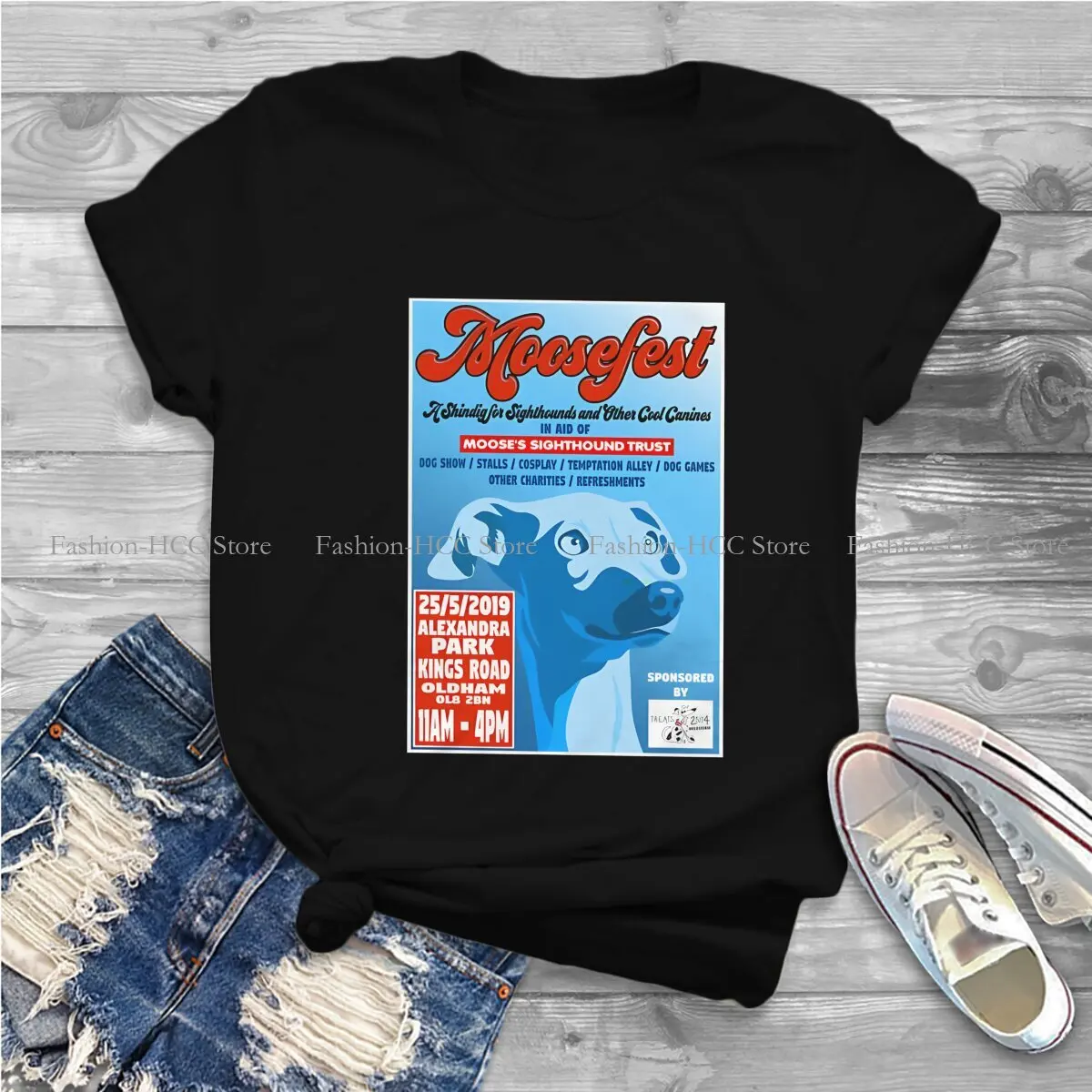 Moosefest Event Poster O Neck Polyester TShirt Greyhounds Dog Basic T Shirt Women Clothes