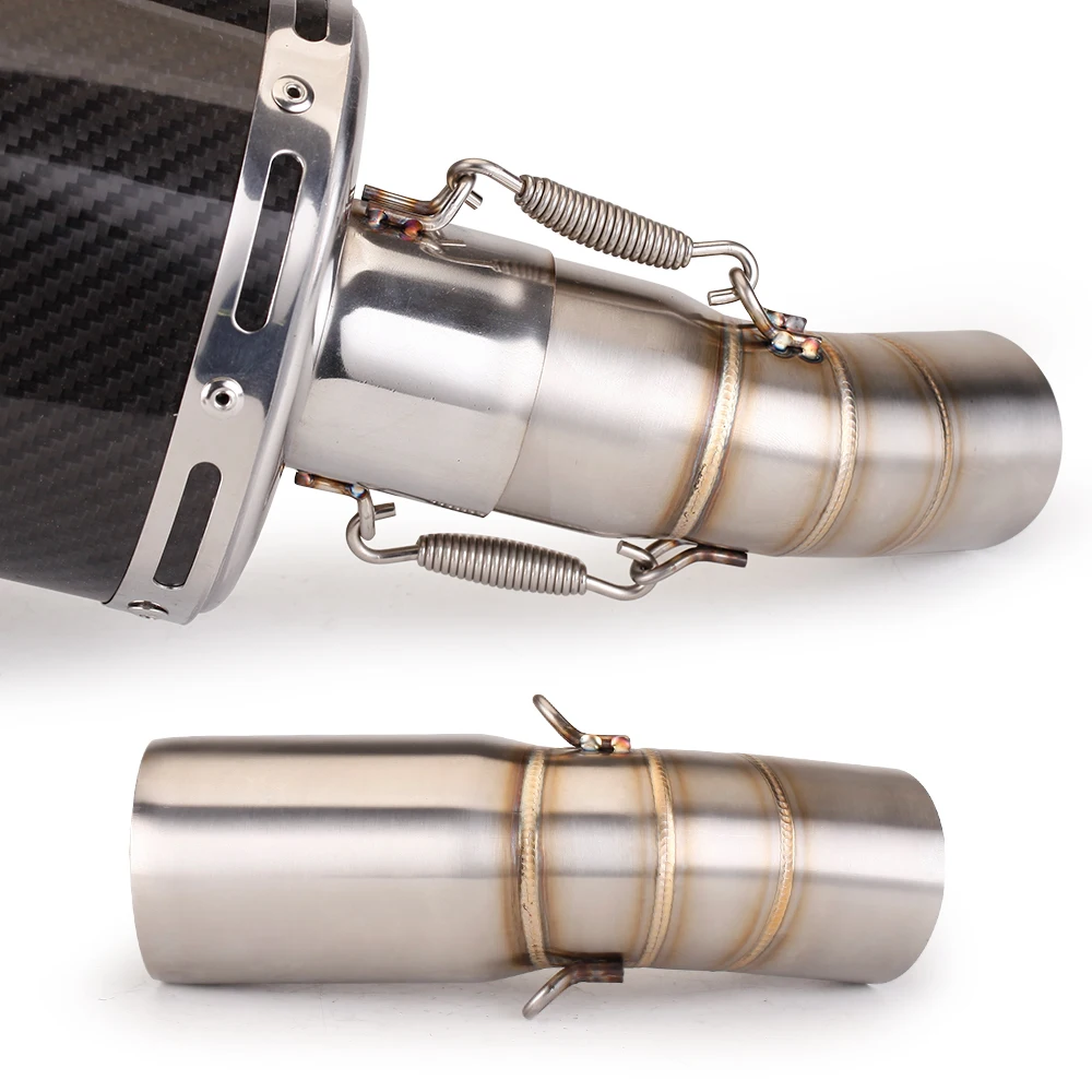 Motorrad Auspuff Escape Edelstahl Mittleren Link Rohr Verbinden 51 MM schalldämpfer Slip Auf Für Benelli Leoncino 500 BJ500