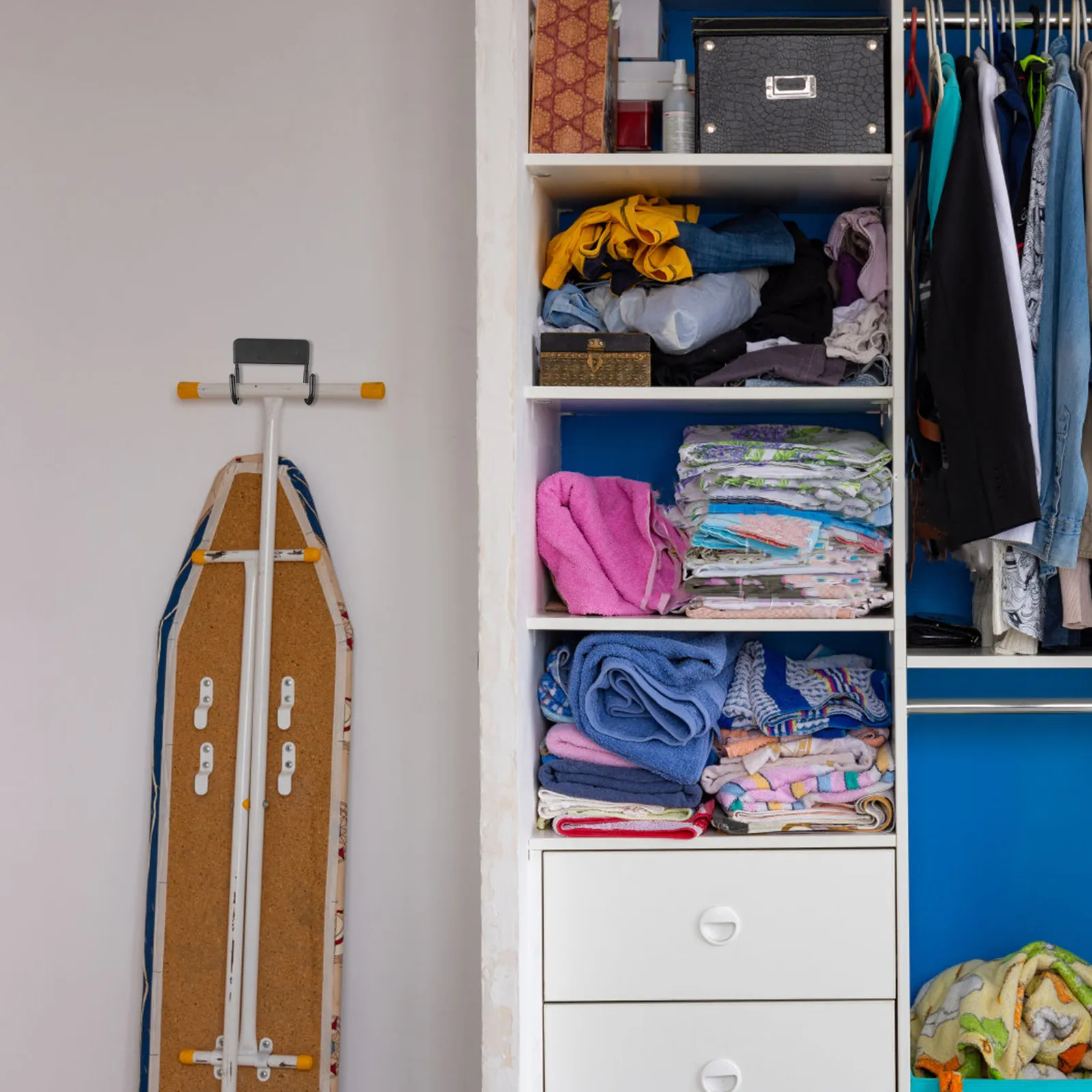 Ironing Board Storage Rack Wall Mount Black Iron Heavy Duty Holder Space Saving Organizer for Laundry Room Garage Closet