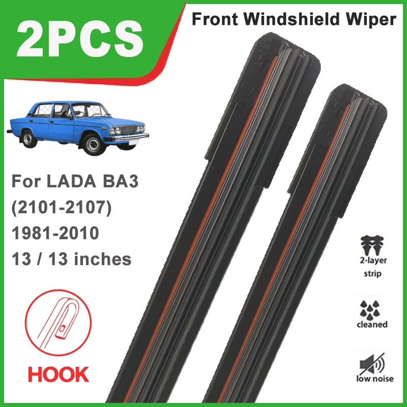 

13"+13" Double Rubber Front Wiper Blades, Durable Windscreen Windshield Replacement Parts For LADA BA3 (2101-2107) 1981-2010
