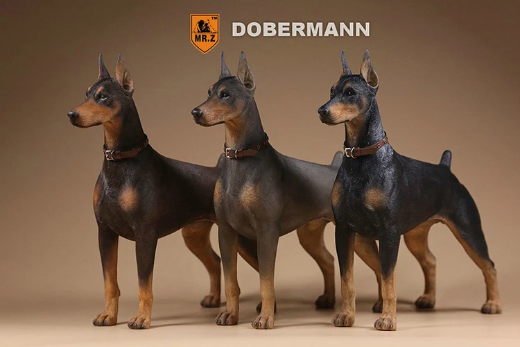

1/6 Doberman Terrier Simulation Animal Model, Police Dog Figurine, Car Accessory, Soldier Dog Figurine, Resin Statue