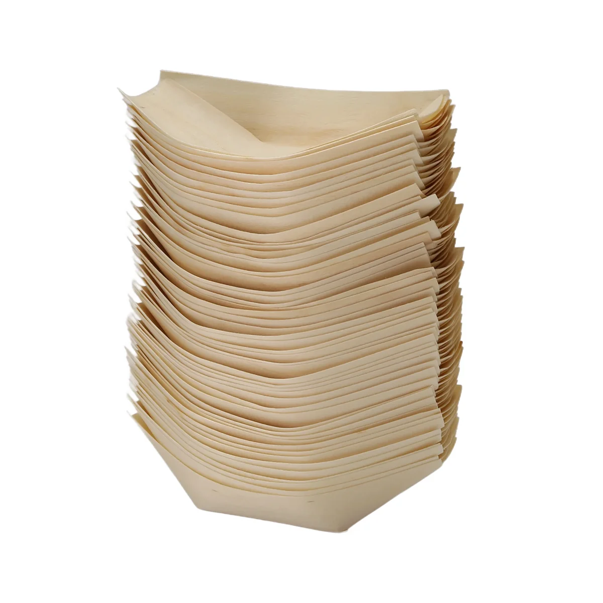 AT77 50x finger food - bowls, "boat" biodegradable wood 11 cm x 6.5 cm