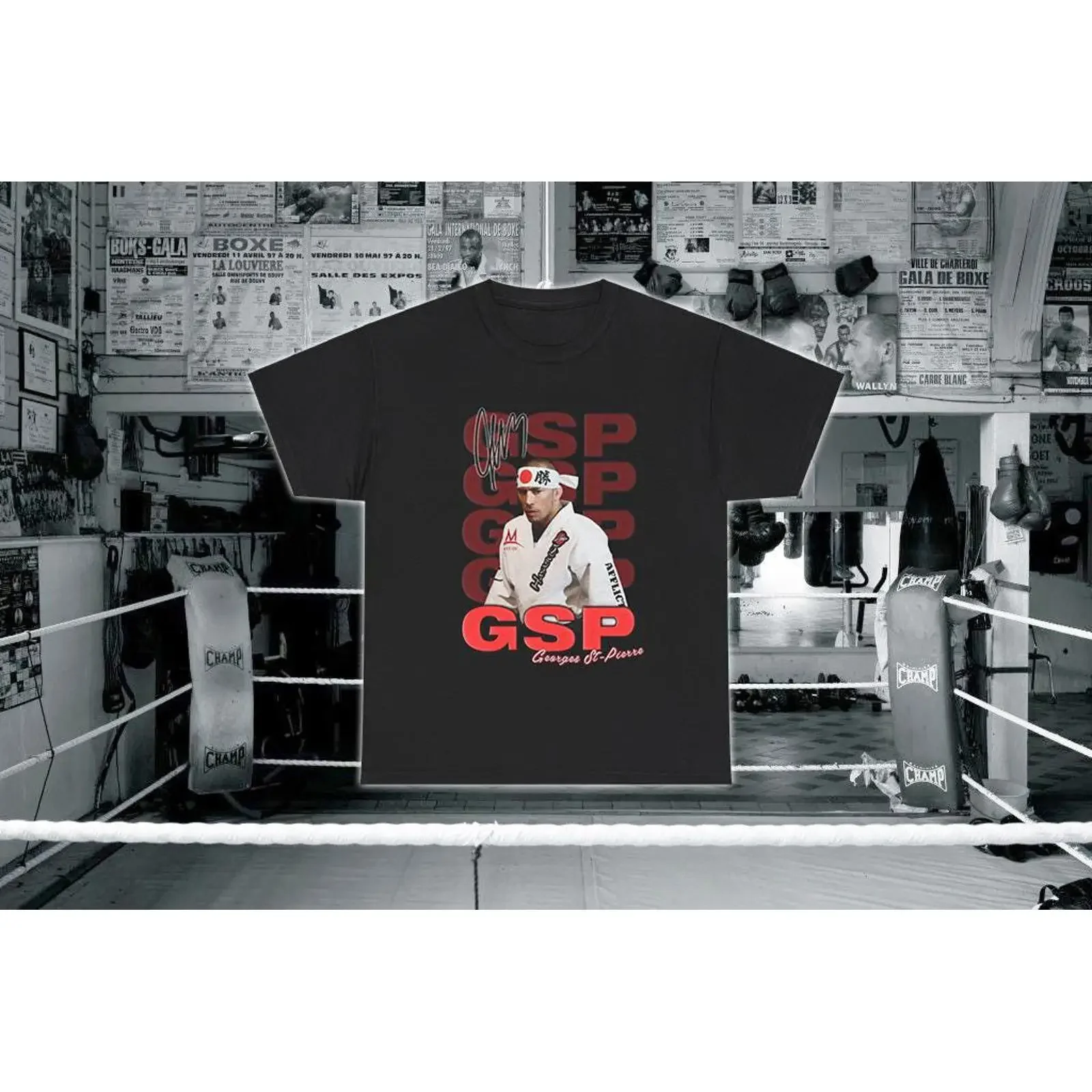 Georges St Pierre Autograph T Shirt vintage Washed Soft fashion Unisex Slightly Casual graphic Breathable streetwear Stretched