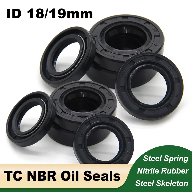 TC-18/19mm NBR Oil Seals Oil-resistant Nitrile Rubber Skeleton Double Lip Shaft Sealing Gasket OD 25/28/30/32/35/38/40/45/47mm