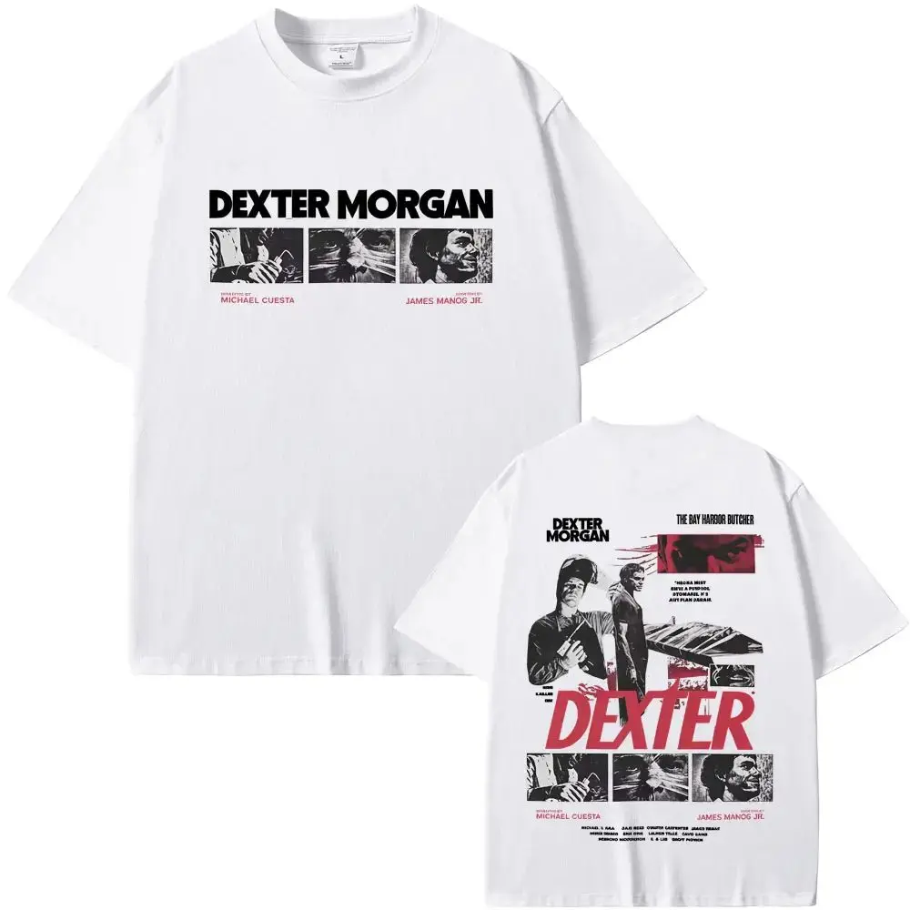 Relaxed retro print cotton T-shirt for men - Hip-hop street fashion. Dexter Morgan Bay's Butcher T-shirt for men and women