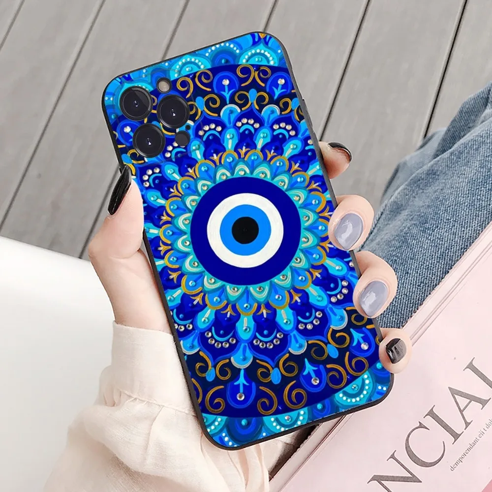 Funny Turkish Lucky Blue Evil Eye Phone Case For iPhone 15 14 11 12 13 Mini Pro XS Max Cover 6 7 8 Plus X XR SE 2020 Funda Shell
