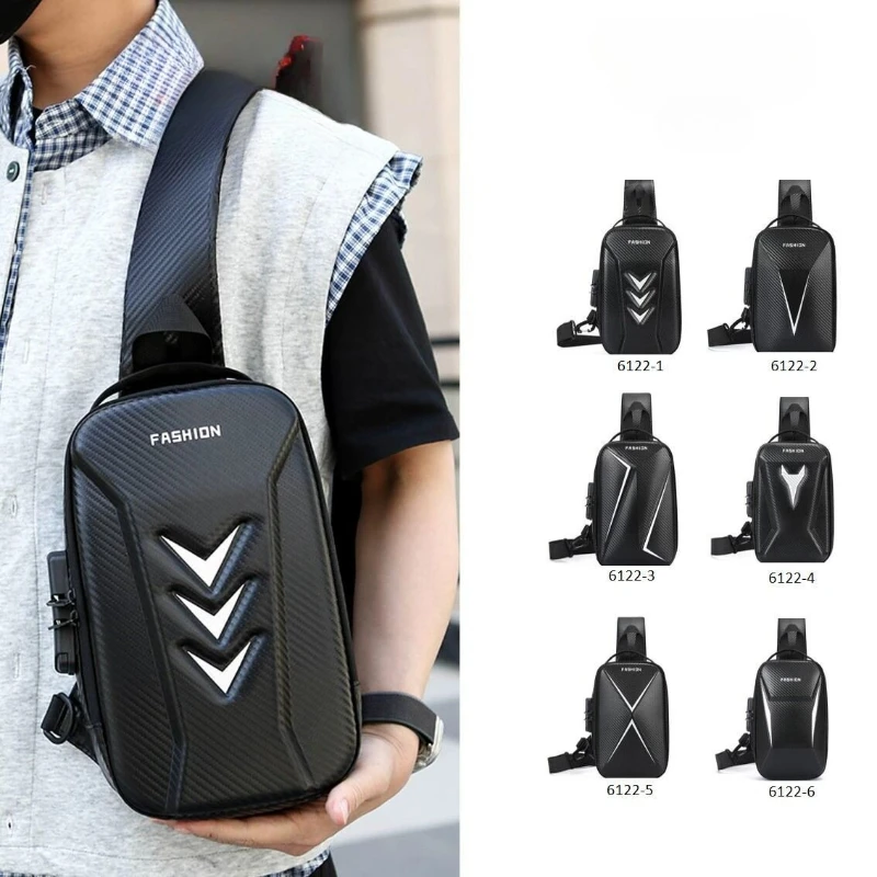 Hard Shell Multifunctional Men's Shoulder Bag Cycling Waist Bag Outdoor Rider Motorcycle with Password Lock Chest Bag