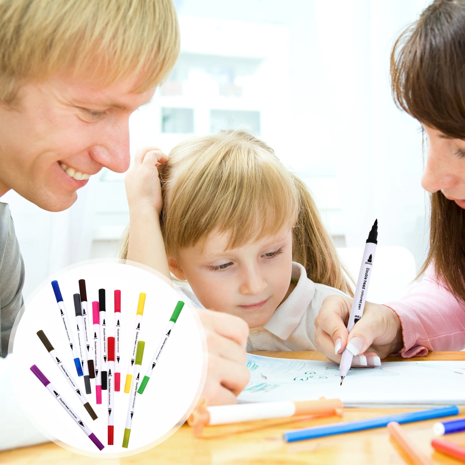 

Marker Pen Set Coloured Drawing Double Head Colored Pens Art Paint Colorful Doublehead Markers Ceramics
