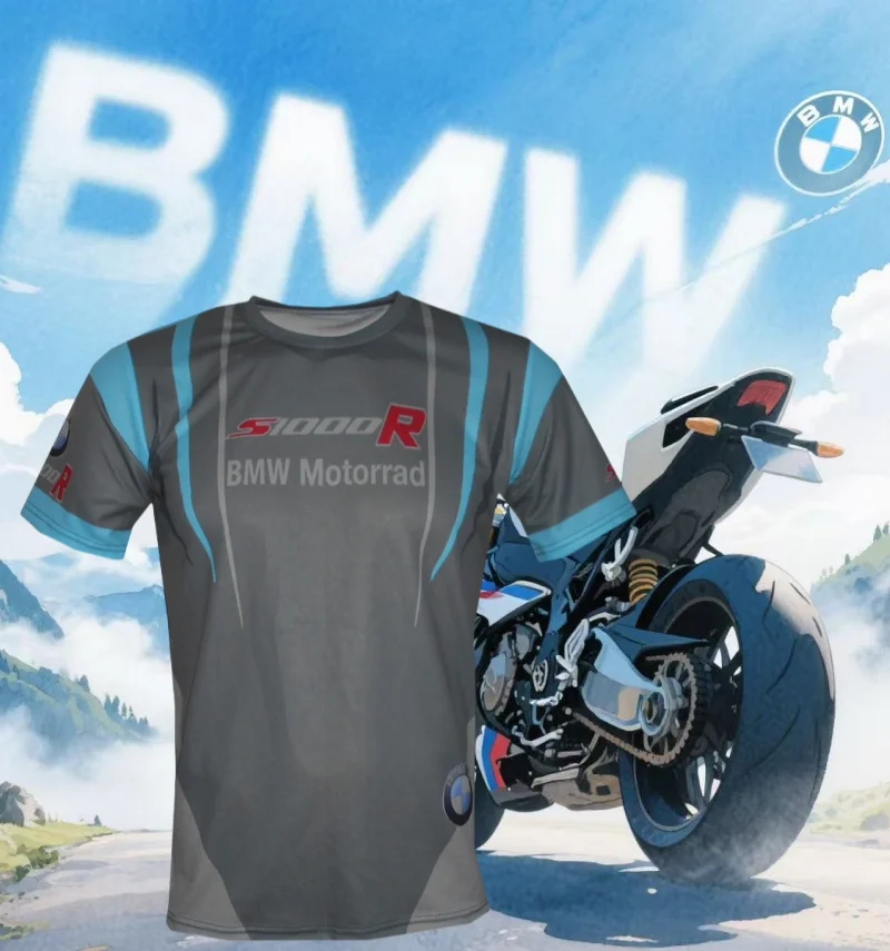 

2025 Summer BMW S1000R Motorcycle Men's Quick Dry T-Shirt Cycling Suit Racing Suit New Short Sleeve Casual Breathable Fashion