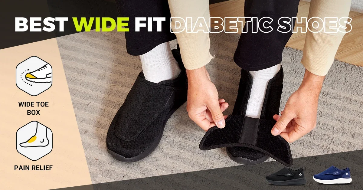 FitVille Wide 2E Diabetiker-Schuhe für Herren, für ältere Menschen, orthopädische Schuhe für geschwollene Füße, verstellbarer Gehschuh, Schmerzlinderung für ältere Menschen. – Detail 1