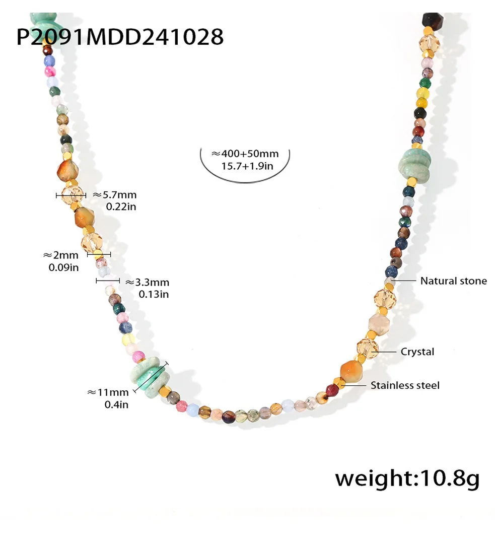 Frauen Halskette Unregelmäßige Kristall Natur Steine Edelstahl Bunte Kette Mode Charme Täglichen Schmuck Großhandel – Detail 12