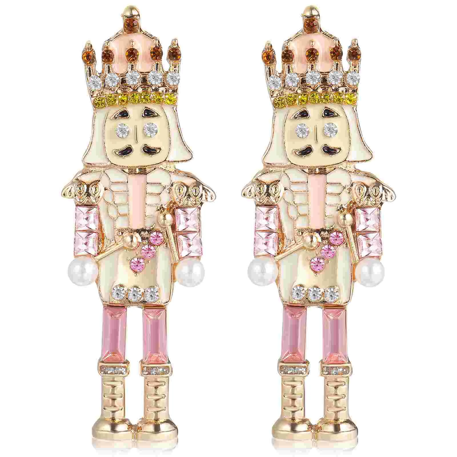  Nutcracker Earrings Stud Design Xmas Piercing Jewelry for Teen Girls Pearl Decorations Lovely