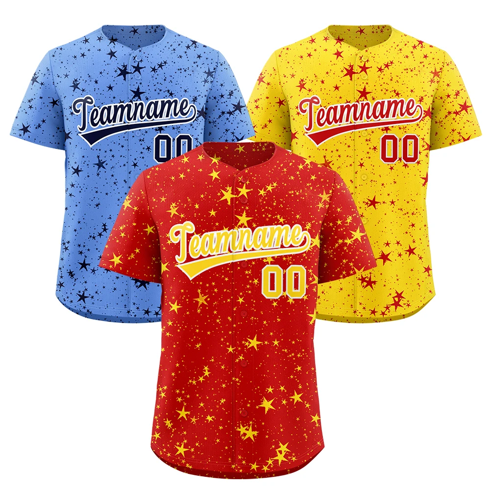 Custom Graffiti Star Baseball Jersey Wholesale 100% Recycled Polyester Quick Dry Breathable Printed Name Number Logo for Teams