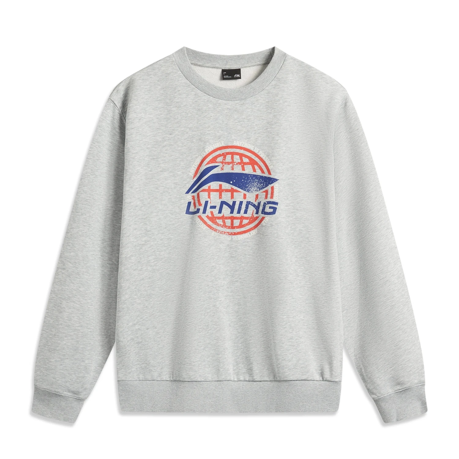 Li-Ning Men Sports Style Sweatshirt Long Sleeve 88%Cotton 12%Polyester Letter Logo Loose Fit LiNing Pullover AWDV247 image 3