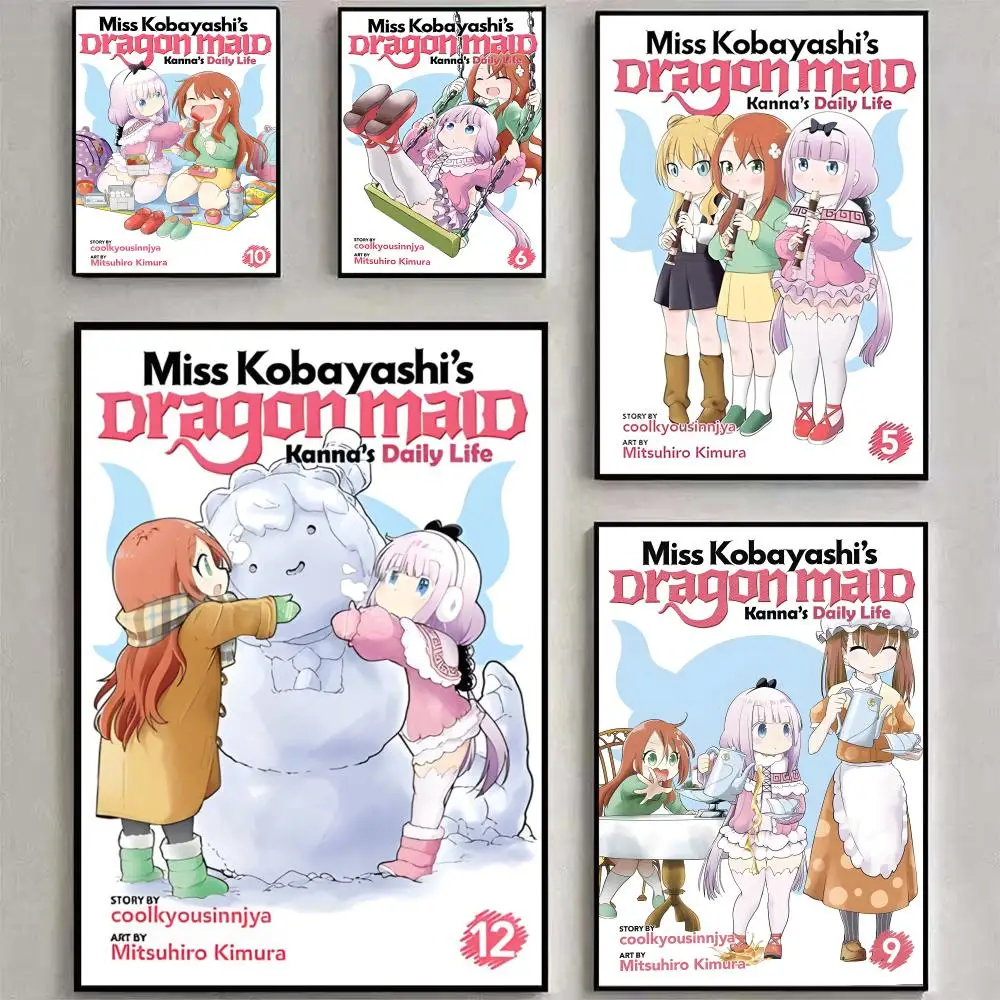 Anime Miss Kobayashi's Dragon Maid Poster Matte Peel And Stick Self Adhesive Removable Waterproof Frameless Bedroom Living Room