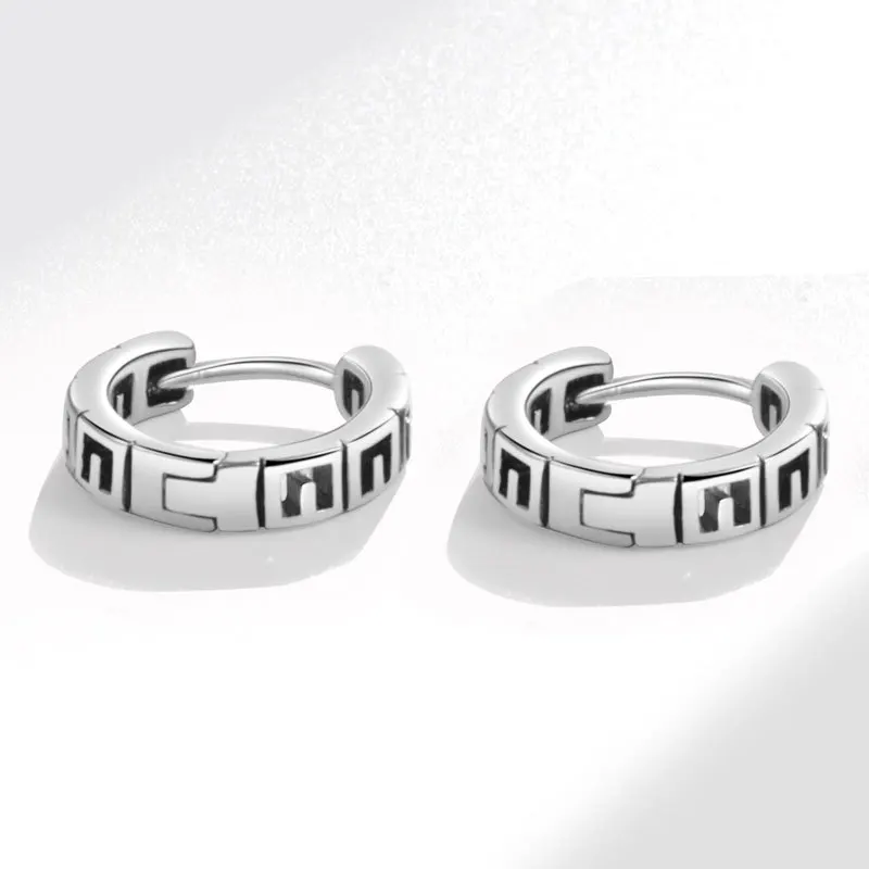 925 Sterling Silver Earrings Neutral Niche Individualistic Fashionable Simple Design Statement Earrings for Men and Women