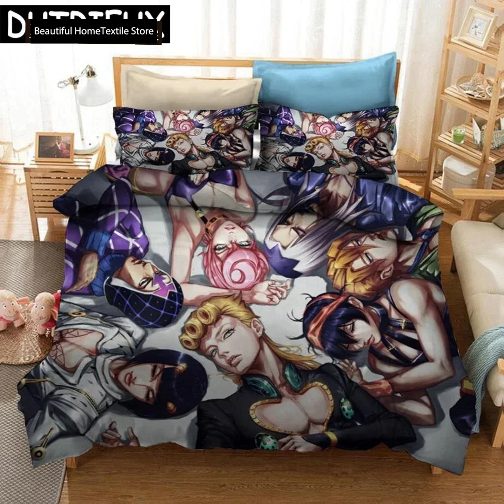 Anime JoJo's Bizarre Adventure 3D NEW Duvet Cover Pillowcase Bedding Set Adult Boy Girl Bedroom Decoration Single Double Large