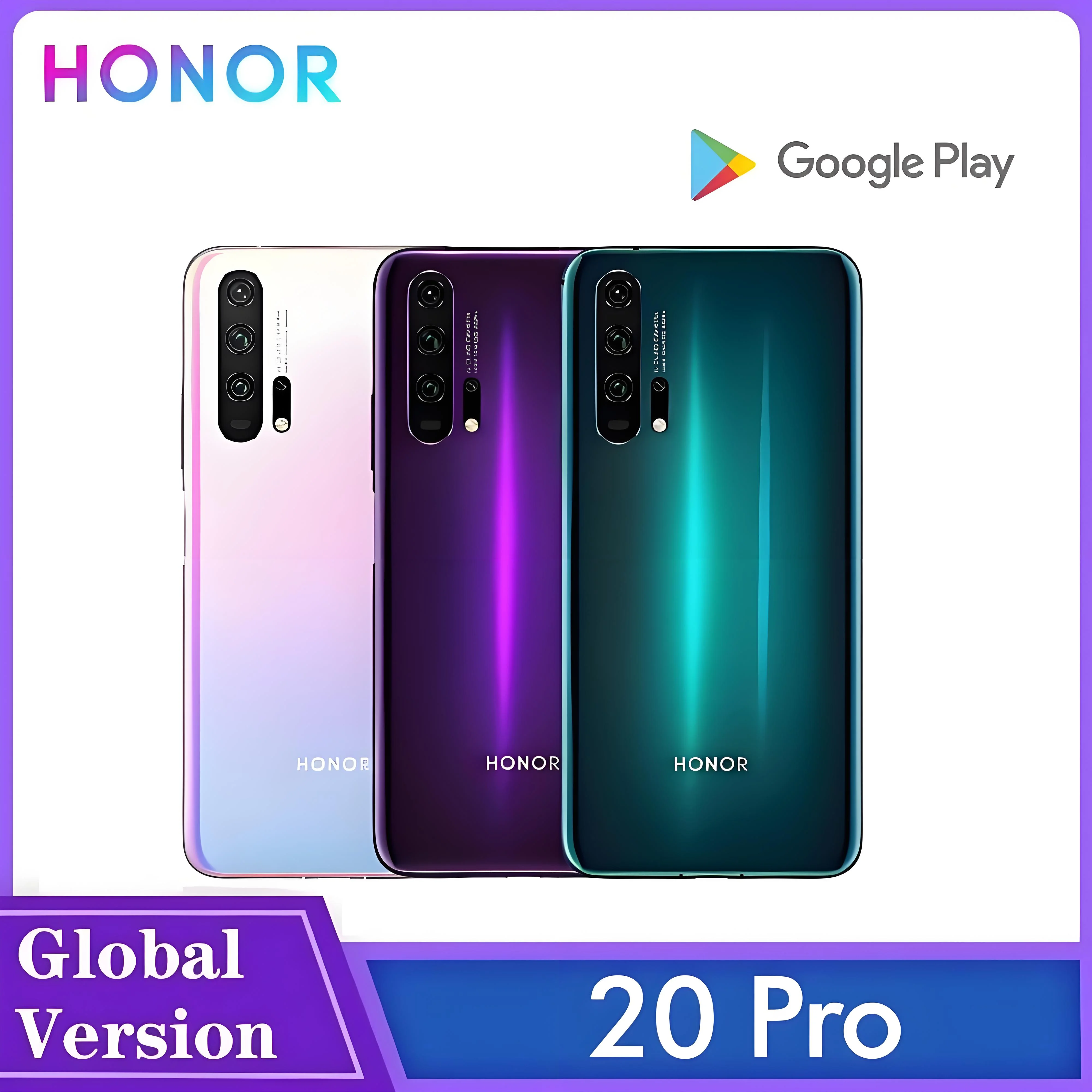 HUAWEI-HONOR 20 Pro,Smartphone,6.26 inch,8+256GB ROM,Mobile phones,Android,Google Play Store,Dual SIM,48MP,4G,Cellphones Global