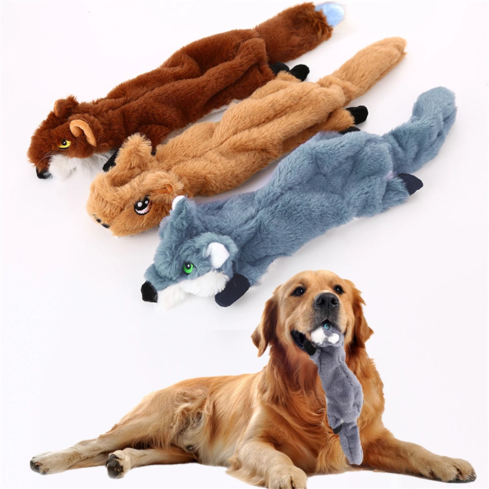 Juguetes para Perros: Lindos Peluches de Zorro, Lobo y Ardilla sin Relleno, Juguetes Chirriantes para Cachorros, Juguetes para Masticar para Perros Pequeños
