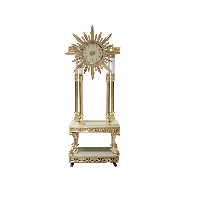 

Luxury Silver and Bronze Standing Floor Clock Royal Crystal Floor Clock Palace Style Antique Style Grandfather Clock
