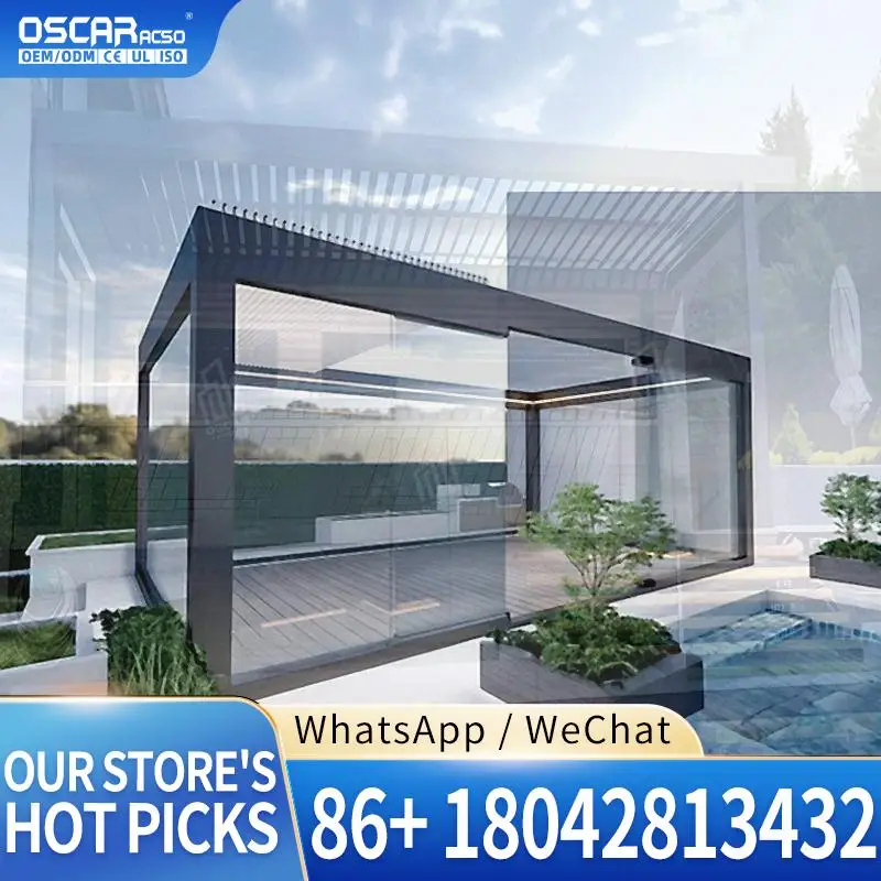 Modern Bioclimatic Aluminium Electric Motorized Louvered Pergola Summerhouses Outdoor Patio Gazebo for Sale Louver Pergola
