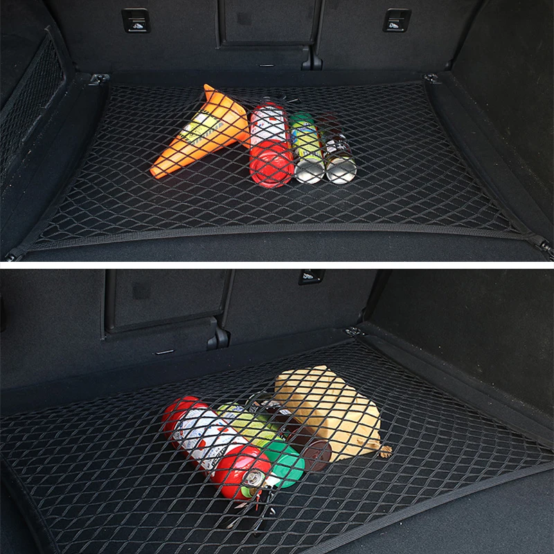 90x40 CM/60x110 CM Net Holder Universal Car Trunk Rear Storage Cargo Luggage Nylon Elastic Mesh  With 4 Plastic Hooks Pockets